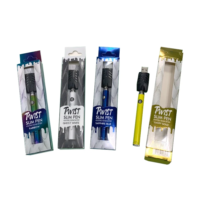 
Private label twist slim pen variable voltage 350mah cbd vapes pen 510 thread battery with micro usb 
