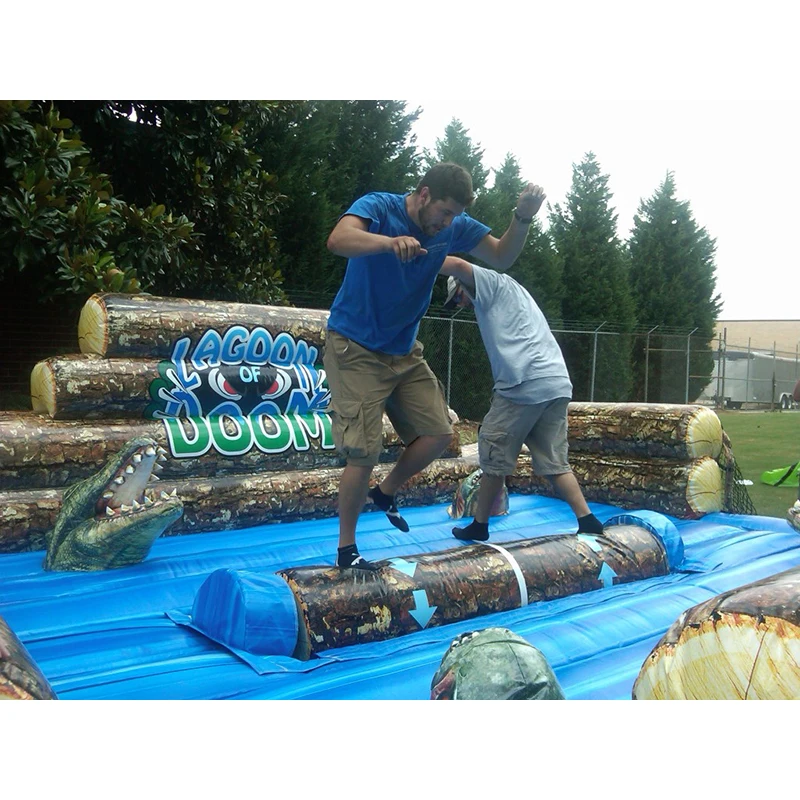 Unique challenge carnival log rolling balance games inflatable log game for sale