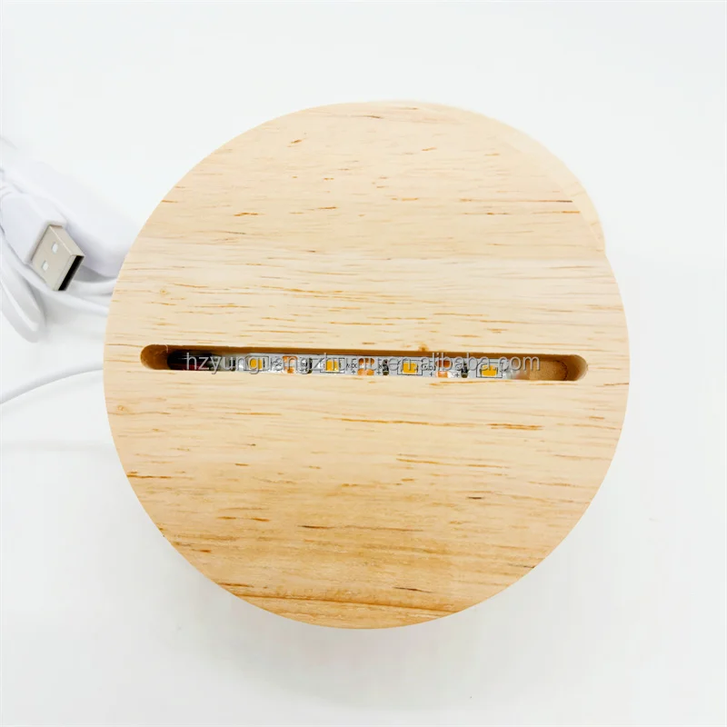 Прозрачный акриловый лист и 3D Ночная Светодиодная лампа с USB-кабелем, DIY акриловая круглая деревянная основа, светодиодная лампа с логотипом