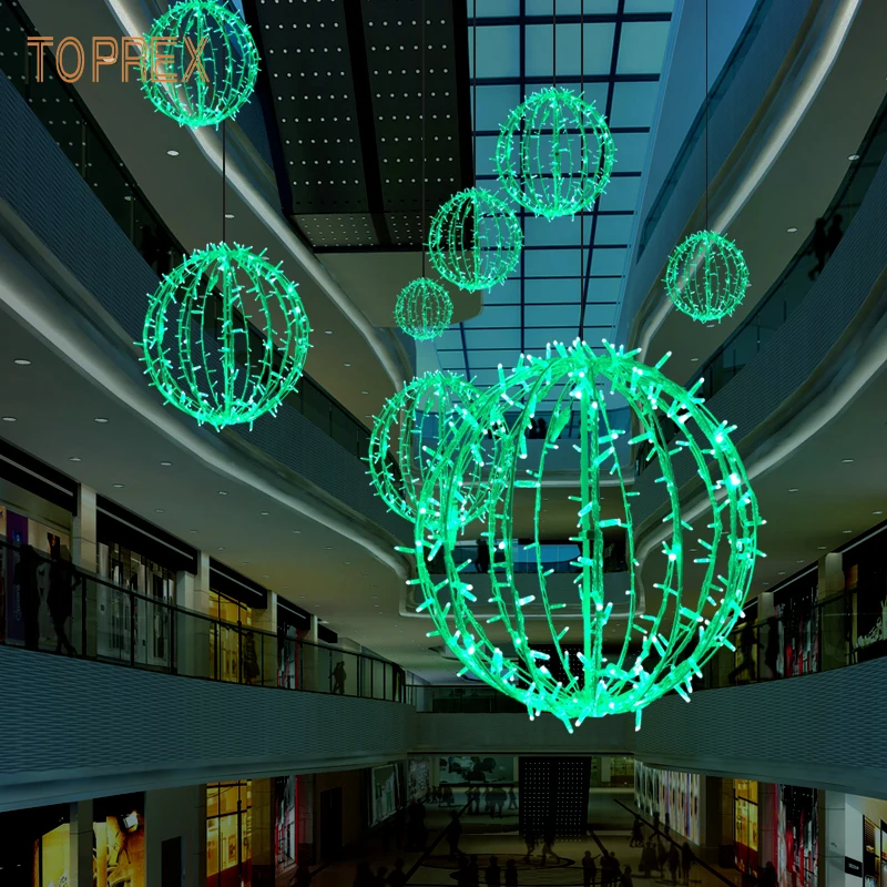Outdoor Use 3D Metal Iron Frame Ball Christmas Led Motif Light foldable metal sphere for Christmas Decoration Lighting
