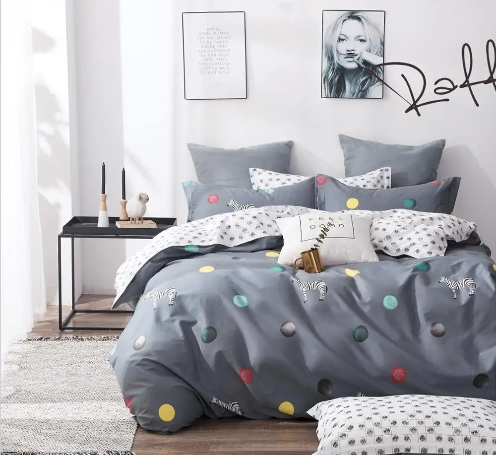 100% cotton bedding set hot sale Zoo series lovely Zebra design bed linen bed sheet set