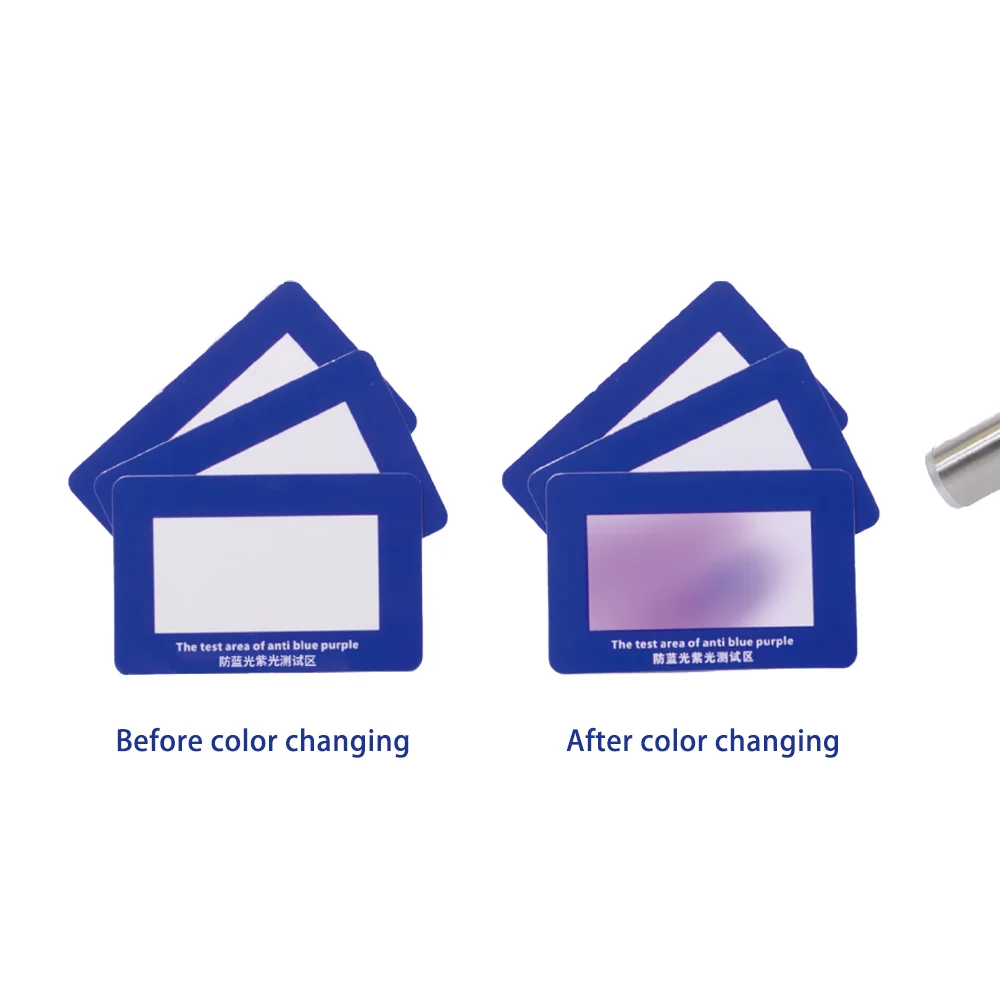 Factory Reusable PVC Blue Light Proof Test Card with Blue Light Test Lamp