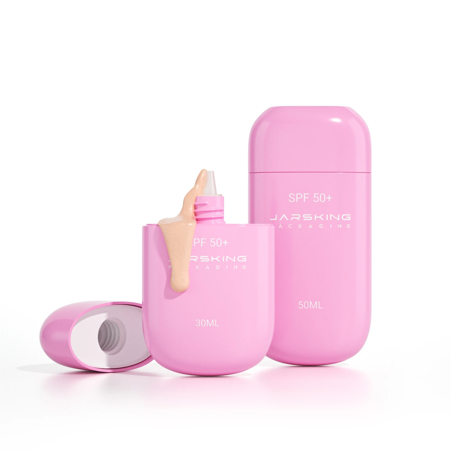 Custom 30ml 50ml Plastic Pink Sunscreen Container Packaging Bottle Squeeze for Sunscreen Lotion Cream