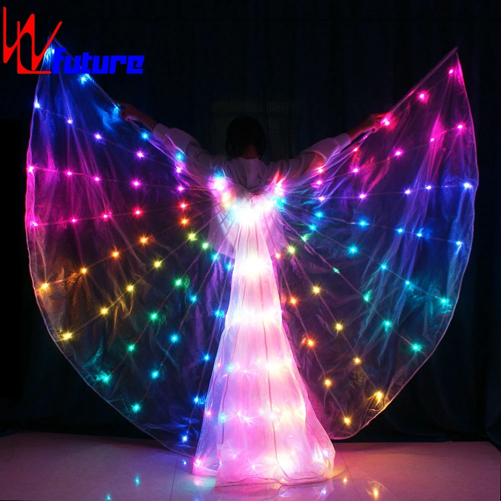 WL-0160 dance costume isis led belly dance wings adult size costume white feather angel wings