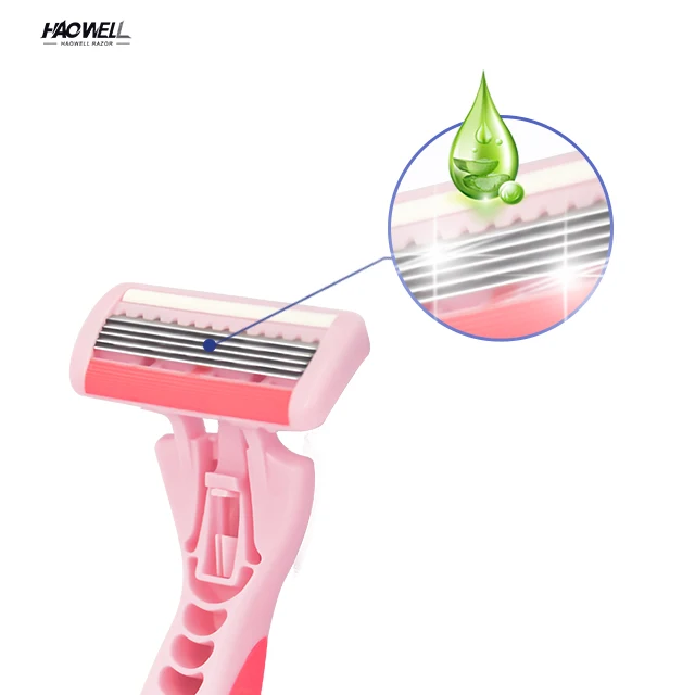 Disposable Five 5 blade stainless steel men shaving system razors with refillable cartridge head