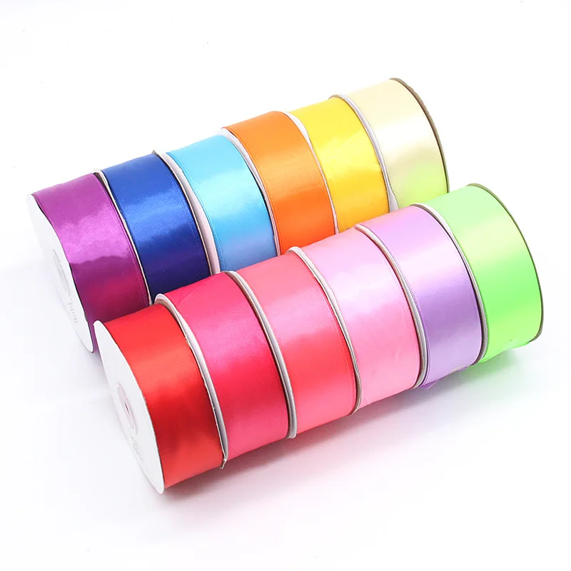 1 1/2 Inches 100 Yards Florist Bouquet Cake Polyester Satin Ribbon Solid Color Custom Chocolate Gift Wrap for Packaging