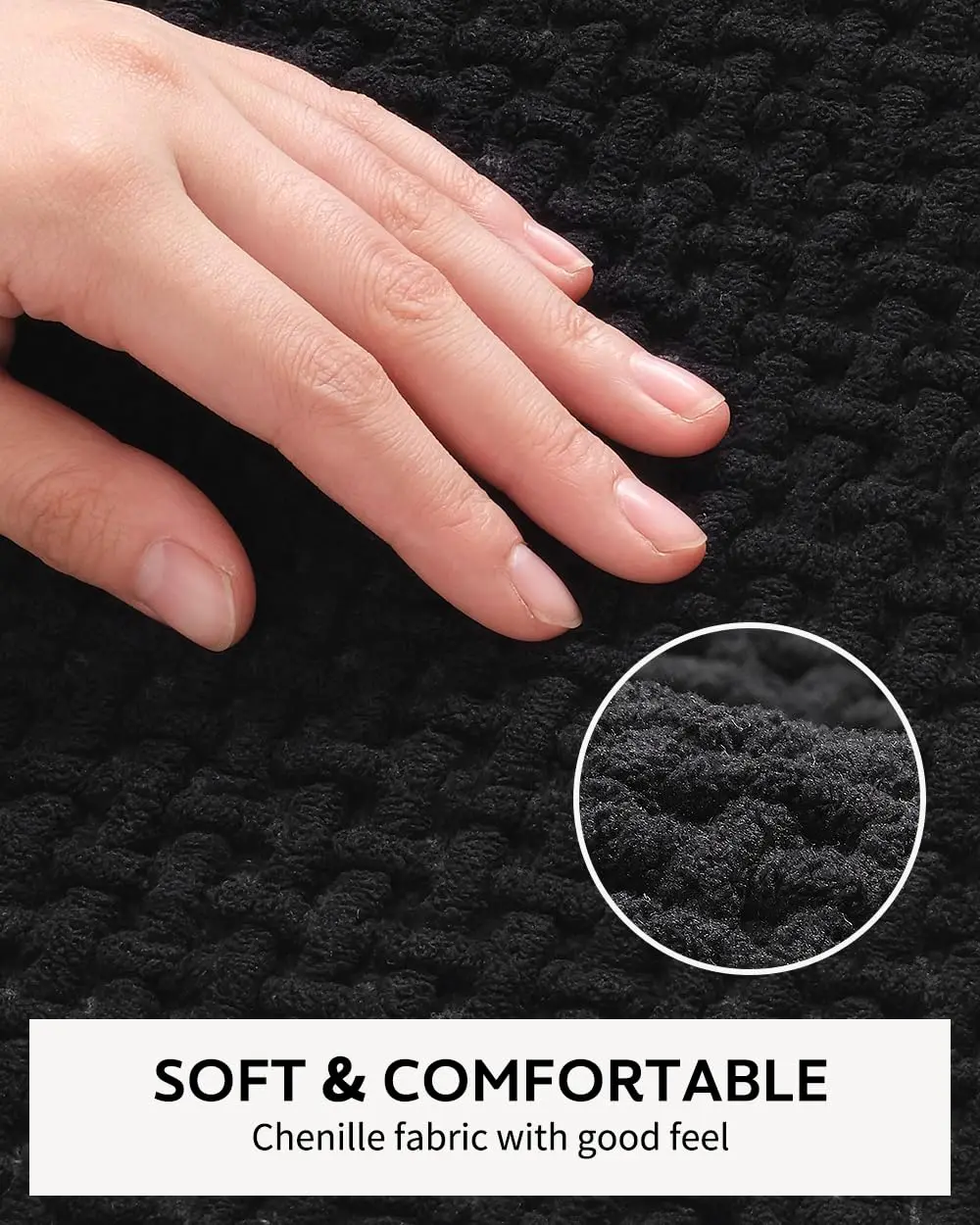 Quick Drying Chenille Bath Mat Rubber Backing Bathroom Rugs Non Slip Bath Mats for Bathroom Super Absorbent Bath Rugs