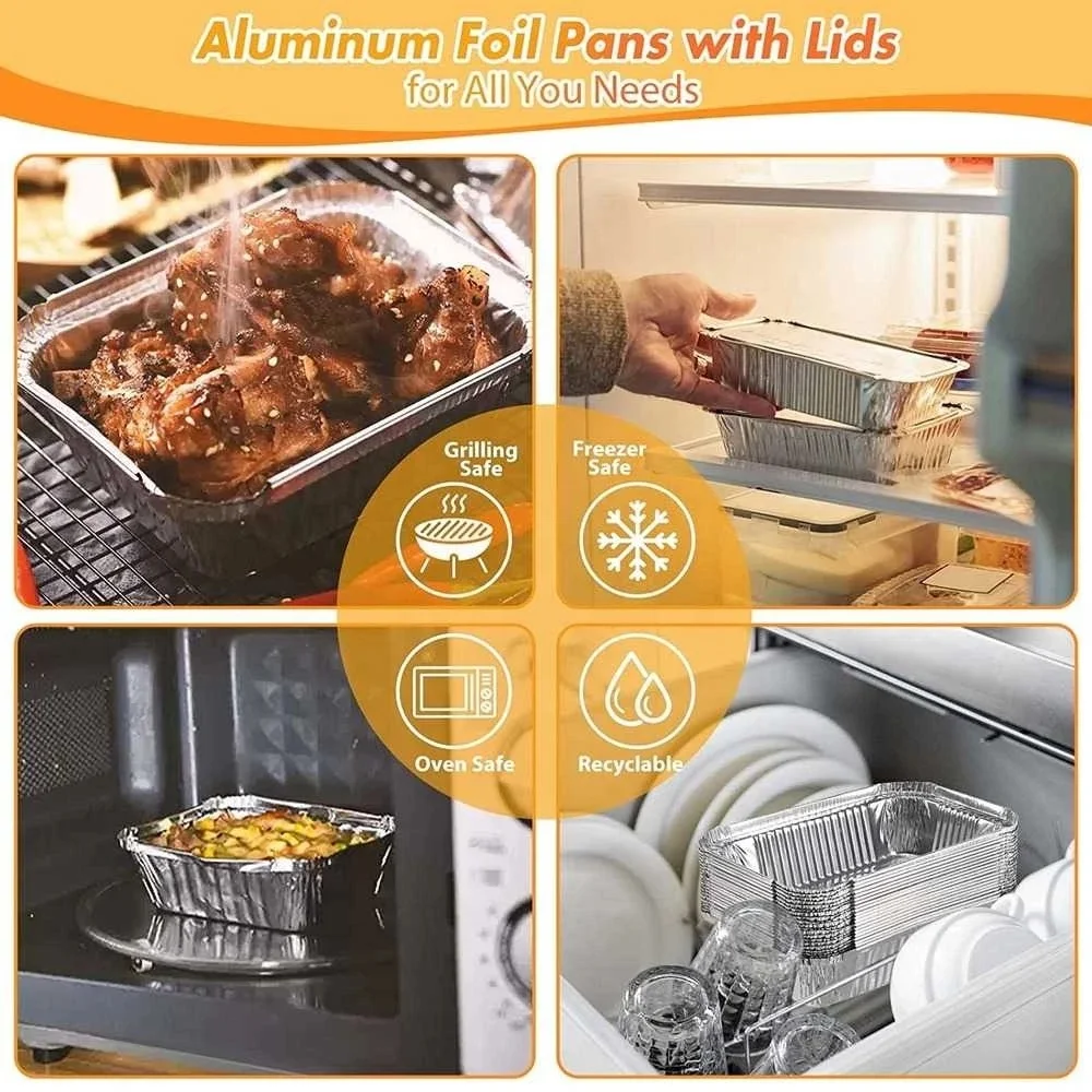 1Lb Mini Loaf Pans Disposable Aluminum Foil Pans for Cooking Baking Steaming Grilling