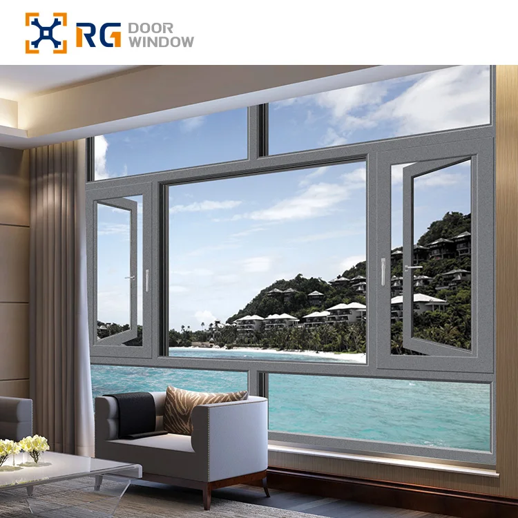 RG130 Best selling Casement Windows for Home Double Tempered Glass Sound Proof Insulated Aluminum Alloy Casement Window Screens