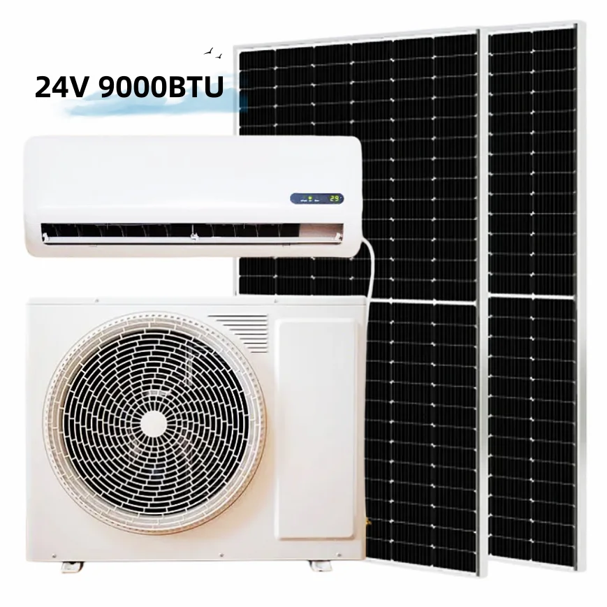 9000Btu 1HP 0.75Ton 48V Solar Power Price AC DC Hybrid Off Grid Wall Split Solar Powered AC Air Conditioner For Home