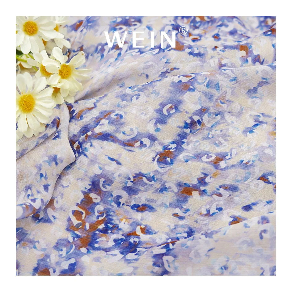 WI-Z0408  Digital Printed Custom Italian Designs lightweight soft Viscose Crinkle chiffon Fabric for Women Clothes