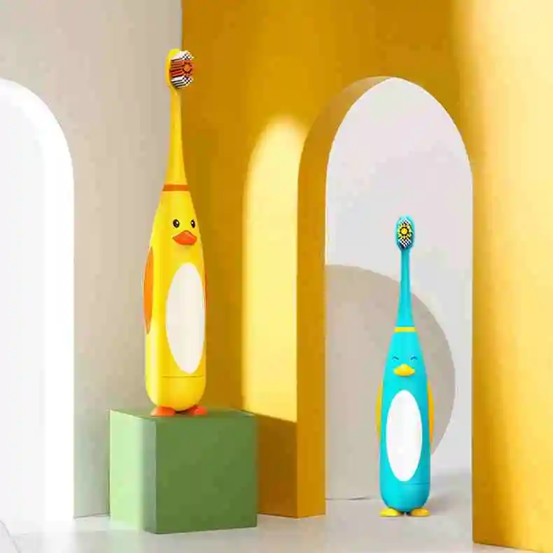 Wholesale Silicone Adorable Yellow Baby Duck Shaped Electric Toothbrush Dental Electric Toothbrushes for Kids