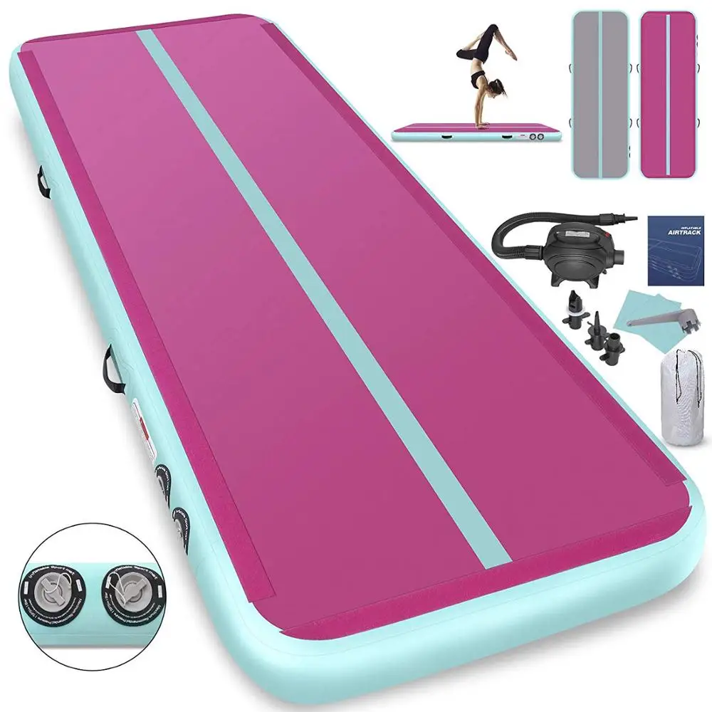 YUQI Air track Tumbing Mat Inflatable Gymnastic Air Track Flooring Mat with Pump for Gym Kids