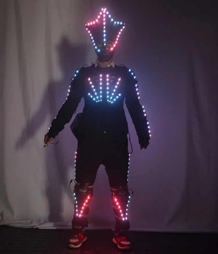 Stage Dance Performance Adult Carnival Party Wear Club Ballroom Robot Costume Halloween LED Stilt Walker Costume