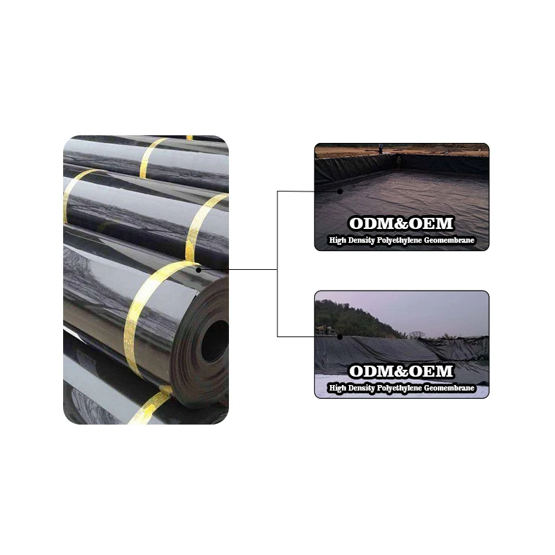 1.00mm 1.25mm 1.5mm LDPE LLDPE black smooth construction high density polyethylene geomembrane waterproof material for reservoir