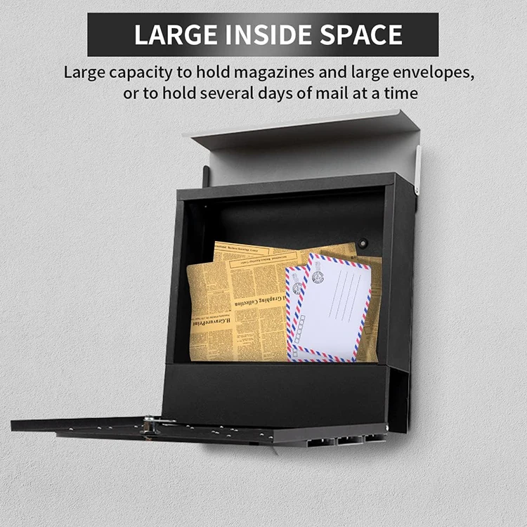 JH-Mech Large Capacity Elegant Design Silver Lockable Rust-Proof Wall Mount Galvanized Steel Mailboxes Residential Modern