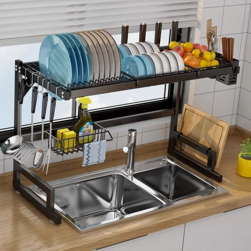 Популярная Полка для сушки раковины с кастрюлями и сковородками из нержавеющей стали 3-уровневая сушилки над раковиной