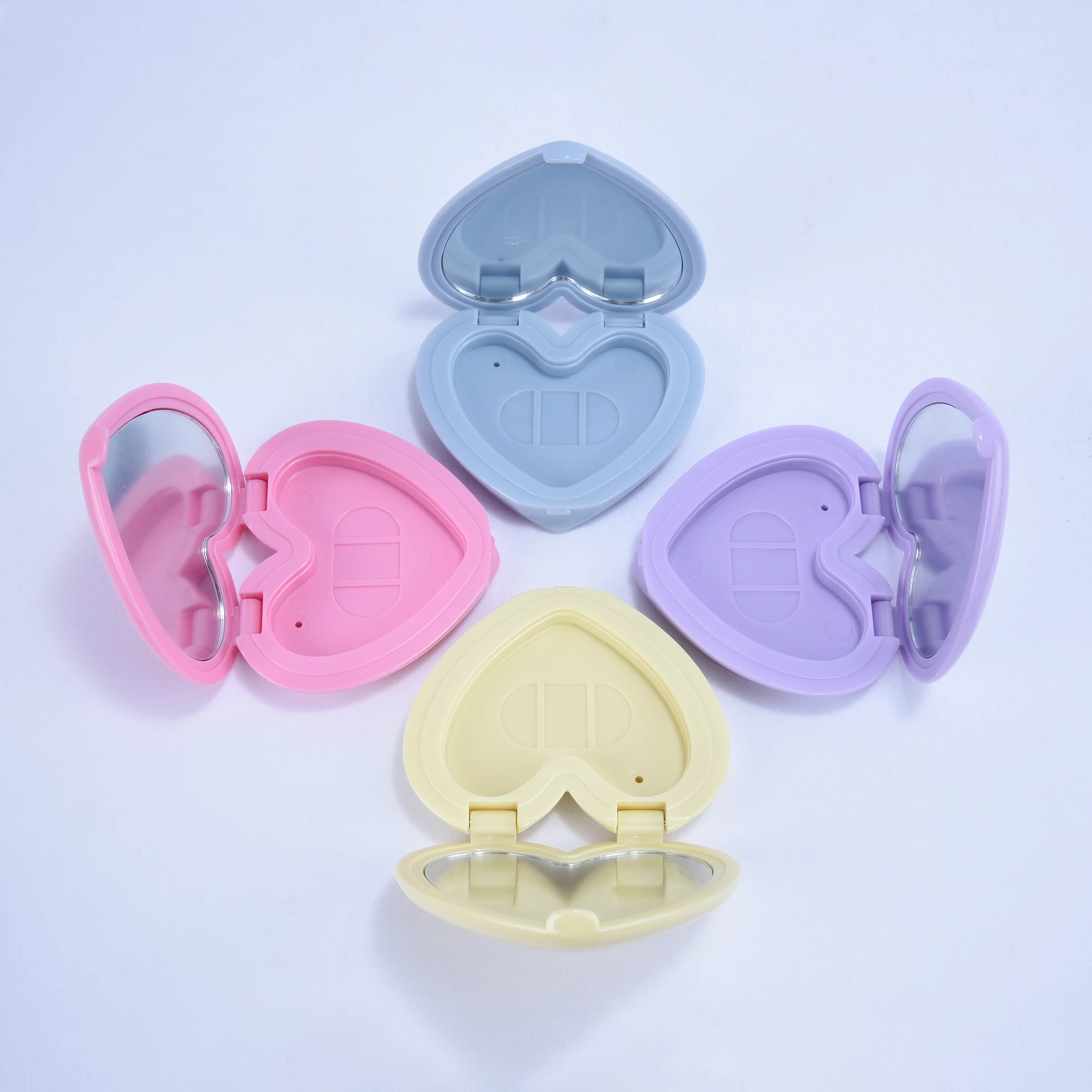 high quality heart shape empty makeup powder palette packaging mini single shiny eyeshadow palette
