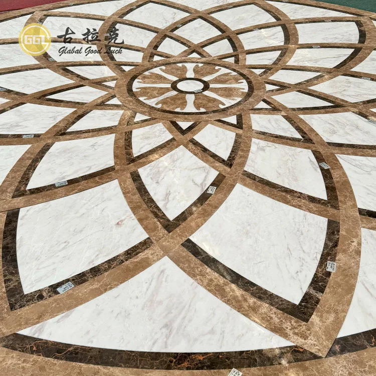 Luxury Mosaic Tile Medallions Motif Pattern Floor Design Waterjet Marble Mosaic Tile Flooring