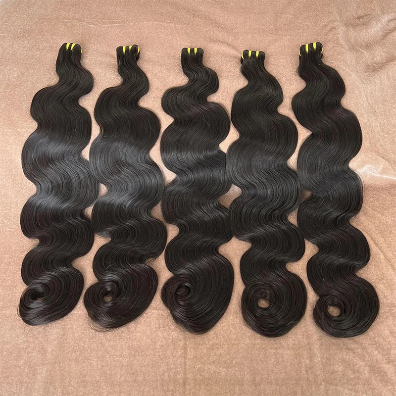 Natural Weft Hair Extension Wholesale Human Raw Virgin Indian Hair 10A 12A  Double Drawn Hair Body Wave Bundles