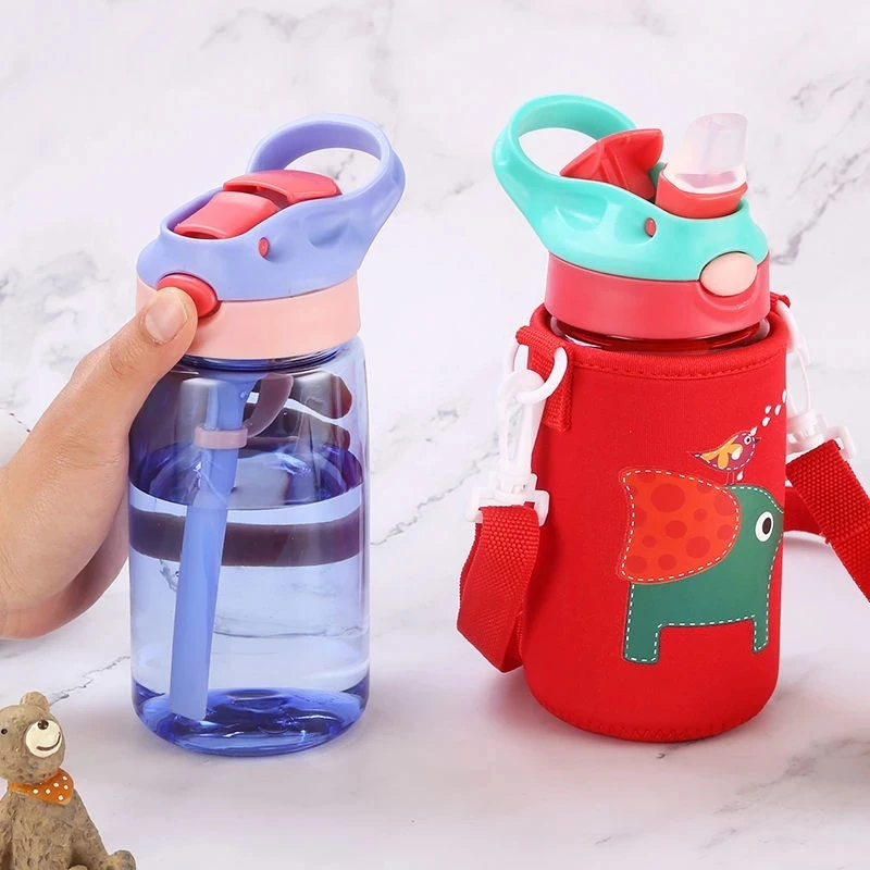 New 500ml Bpa Free kids Clear Plastic Water Bottle With Straw Drinking Children Drink School Cute Giant Water Bottle For Kids