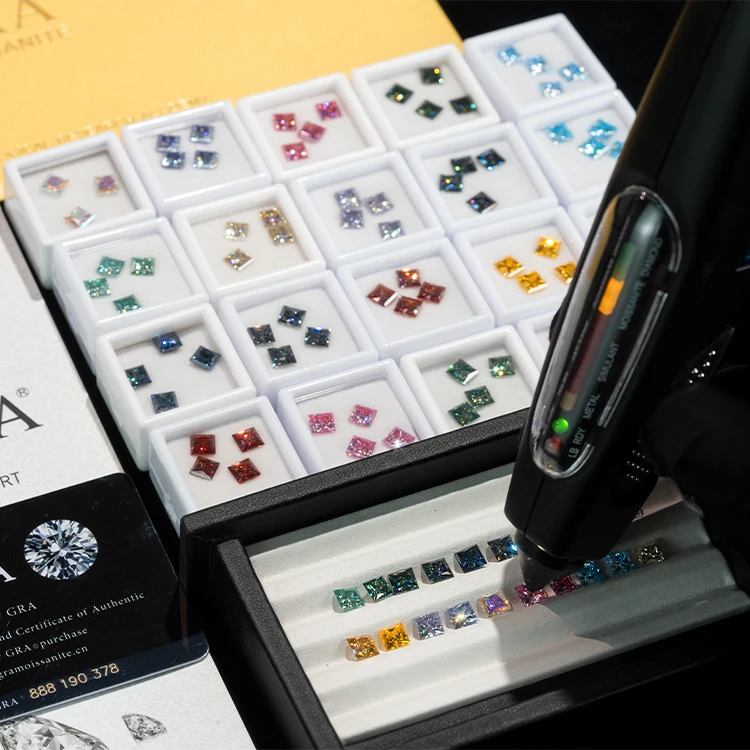 Goldleaf Jewelry Gems Wholesale Princess Cut Color Moissanite Stone GRA Certified VVS Clarity Loose Moissanite Gemstone