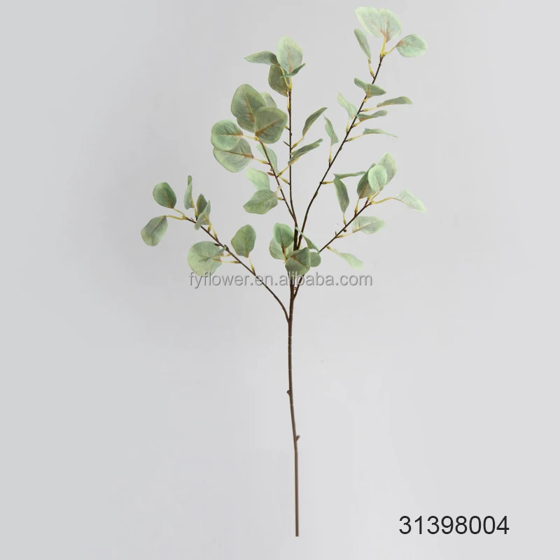 Factory wholesale decorative plant 3D printing silk eucalyptus leaves spray fake eucalyptus leaf stem for home door decoration