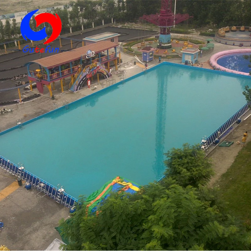 50m*30m*1.5m Largest ready made metal frame stainless steel wall mobile above ground water splash swimming pools