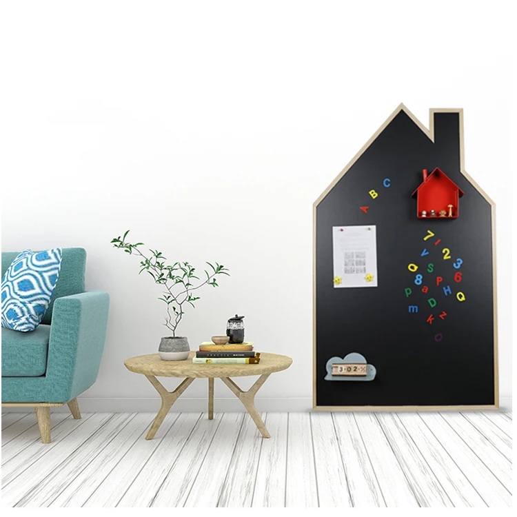 House-shaped Double Sided Wooden Frame House Shaped Magnetic Whiteboard