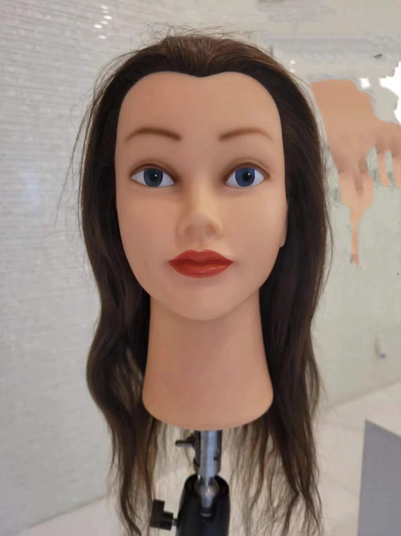 100% Real Hair Mannequin Training Head With Human Hair Doll HeadPractice Head Hairdresser