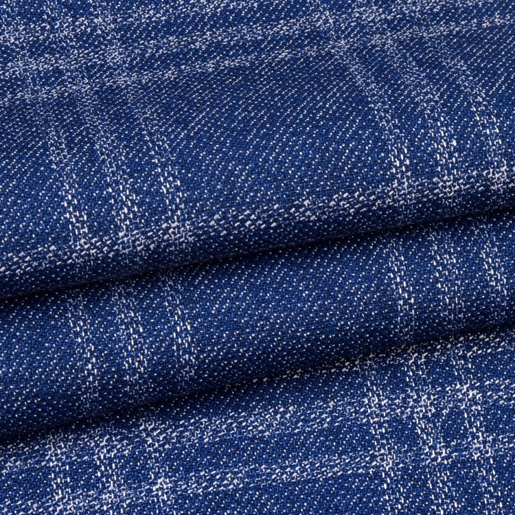 Hot Sale 2024 Classic Men White Striped Plaid Tr Suit Fabric Polyester Viscose Blue Suiting Stripes Fabric