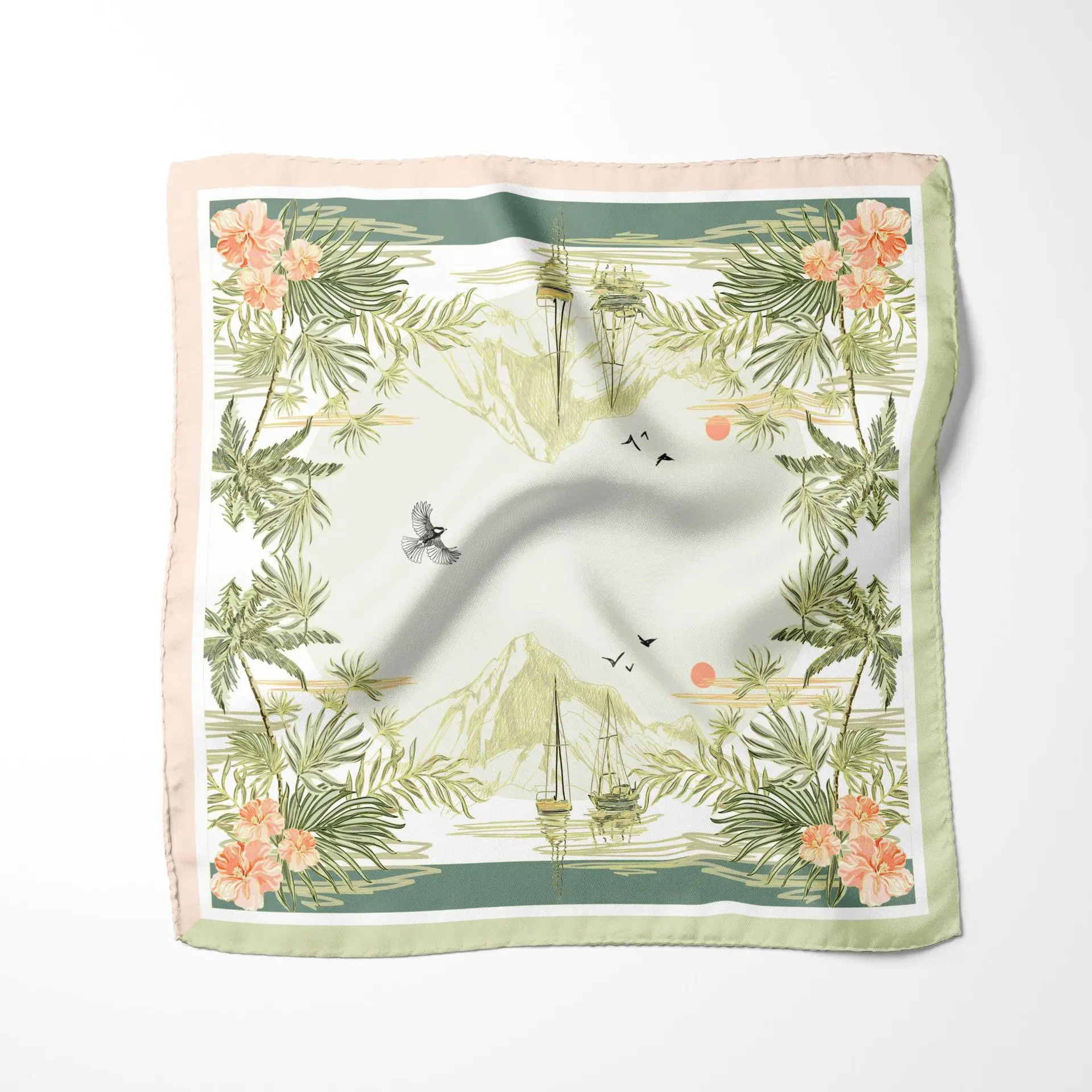 18MM Silk Twill Double Side Custom Print Silk twill Square Scarf for Woman scarf with your own design