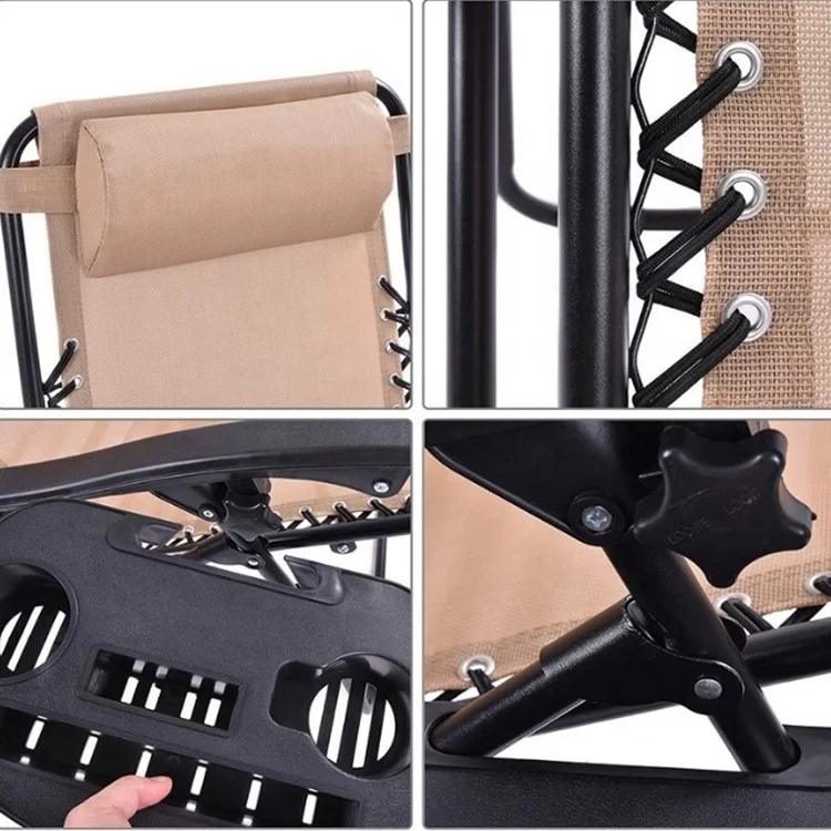 Realsin Wholesale zero gravity lounge chair with pillow and cup holder reclining lounge chairs outdoor sun loungers