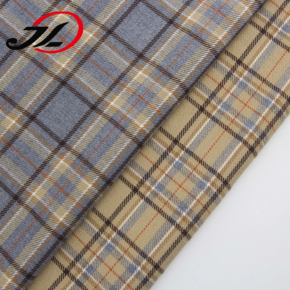 Spring and Autumn TR Textile tartan design check pattern fabric brushed plaid fabric for coat