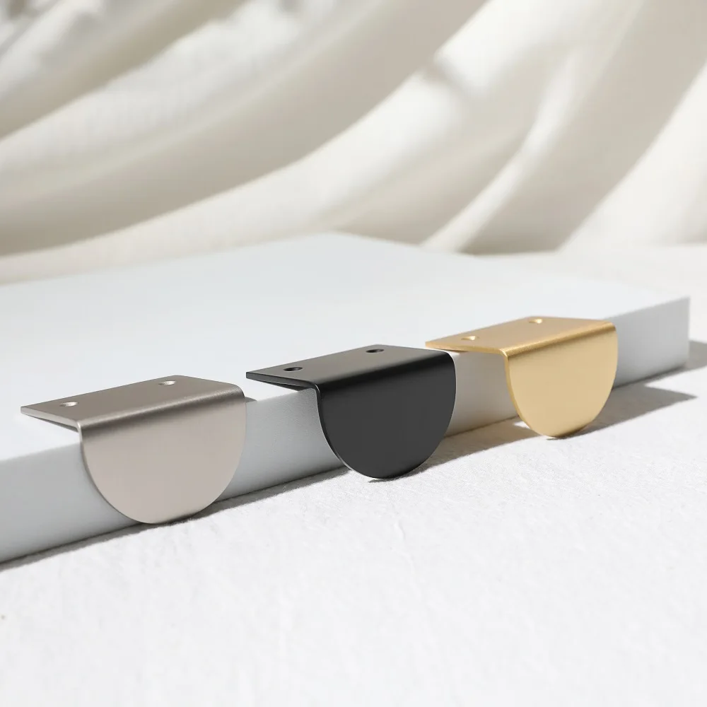 Invisible Edge Half Round Cabinet Handle Pull Exquisite Solid Brass Kitchen Hardware Classic Furniture Handle for Cabinet