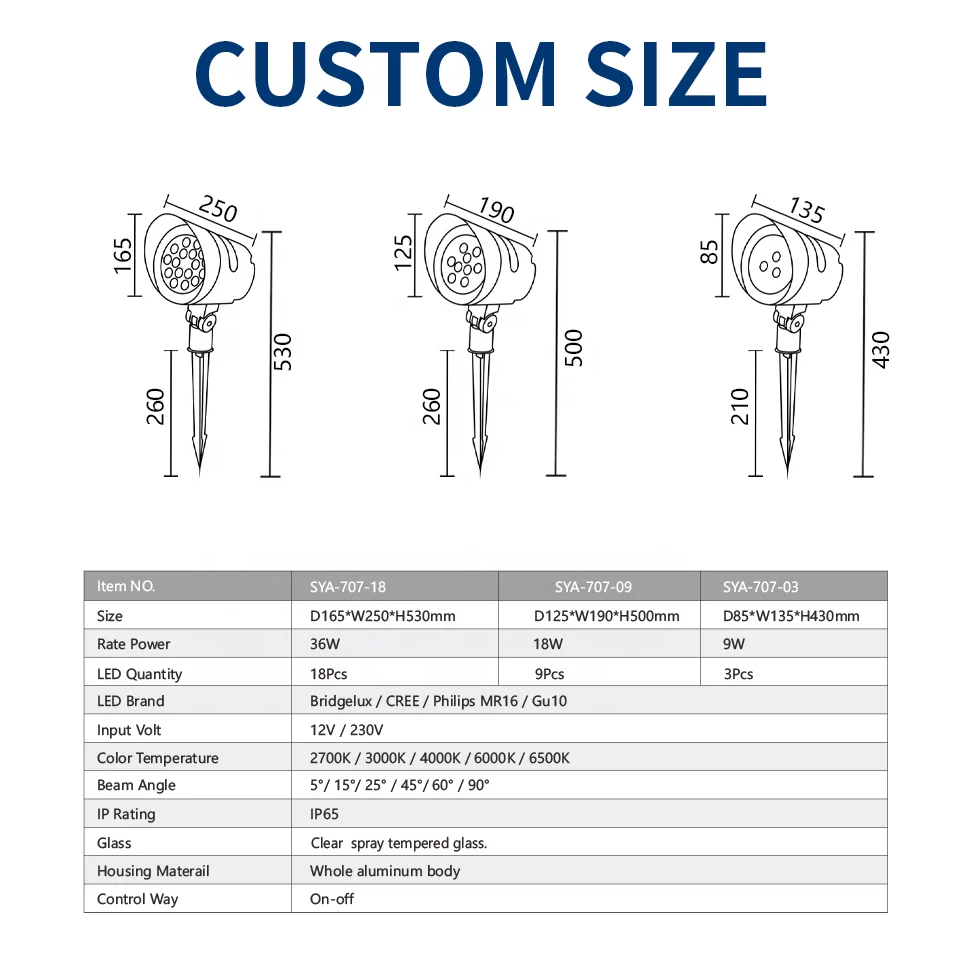 SYA-707 Customized New Product Footway pin lights On-off IP65 Waterproof outdoor led garden spike light