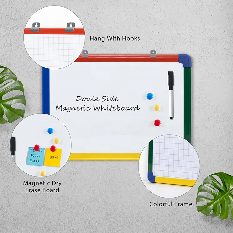 High Quality Education Equipment Double Sided Colored PVC Frame Magnetic Dry Erase White Board Lap Whiteboard