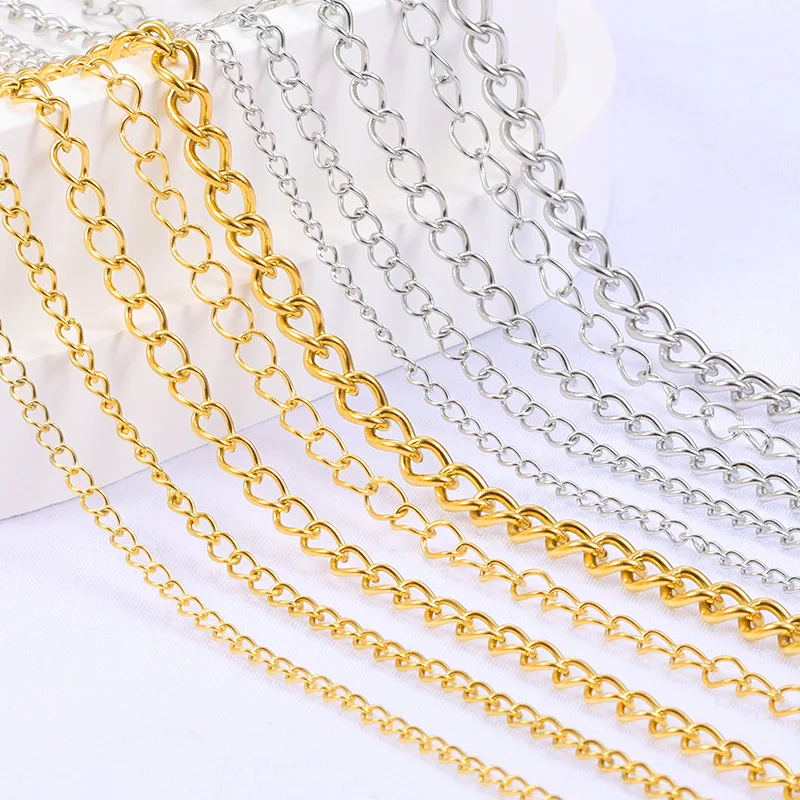 18K PVD покрытые 304 нержавеющей стали бордюрные цепи для изготовления ювелирных изделий