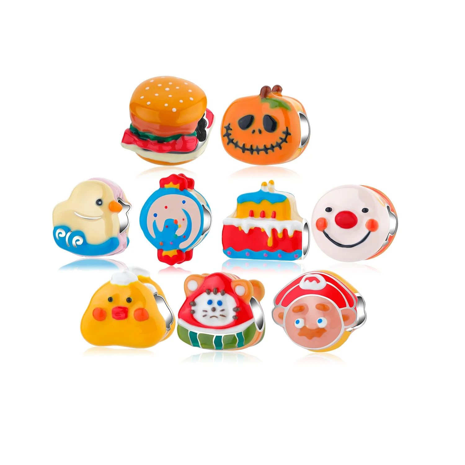 High Quality 925 Silver Delicious Food Dress Animals Pumpkin Yellow Duck Beads Charms for Jewelry Making Fit Original Bracelet