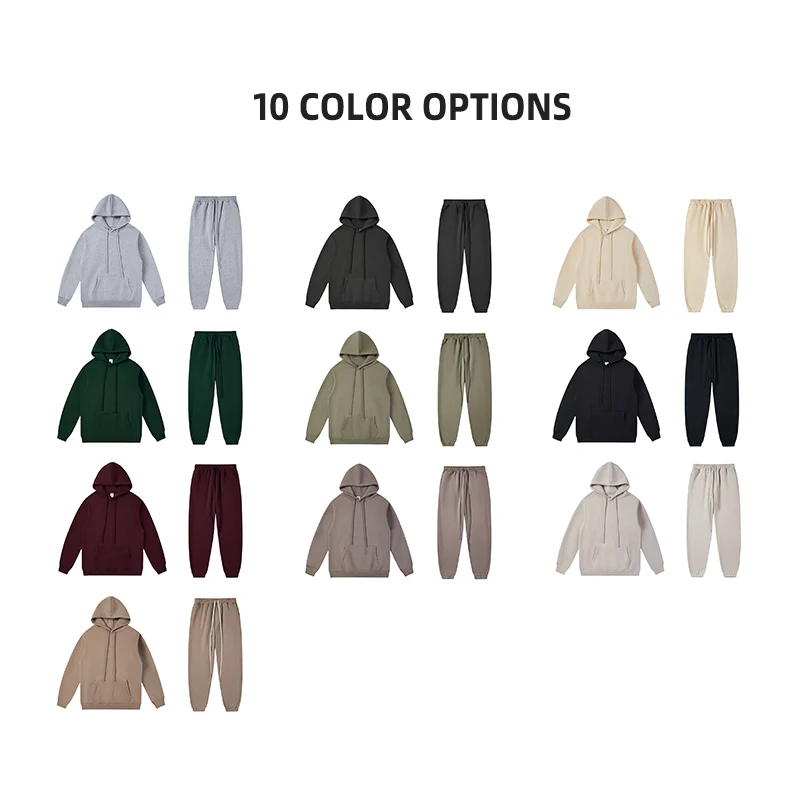 OEM Free Sample 380G Men Hoodie Set Sweatshirt 100% cotton Printed Oversize Pullover Hoodies sweatpants and hoodie set