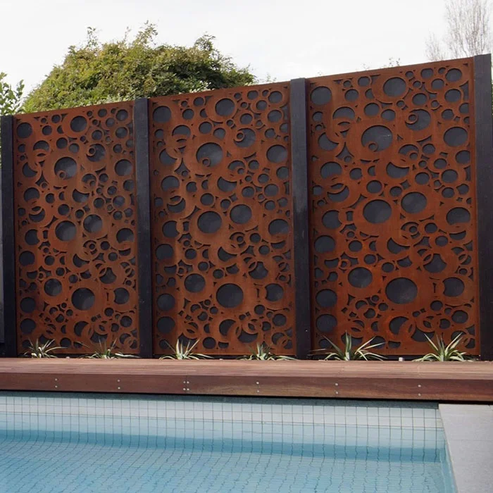 outdoor privacy safety swimming pool laser cut perforated aluminum metal screen fence panels for home hotels garden decoration