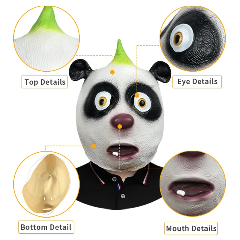 Customized Realistic Chinese National Treasure Panda Halloween Latex Animal Mask Cosplay Party Performance Props