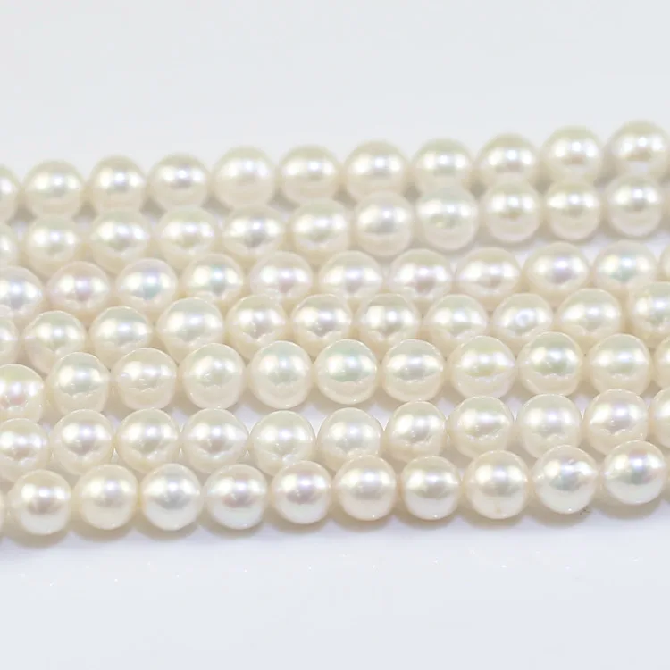 Cultured pearl high 6-6.5mm AA near round Chinese akoya high quality freshwater pearl string