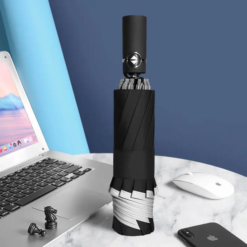 OK Umbrella Hot Amazon Custom Prints Business Gift Inverted Automatic 10 Ribs Waterproof Windproof Three Folding Umbrella