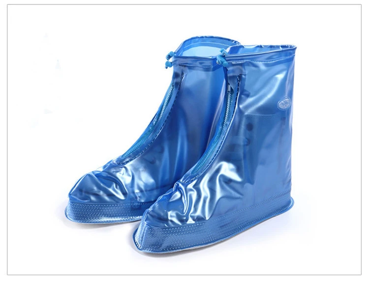 high quality reusable 22cm thick sole mens blue black white with zipper PVC waterproof rain shoe cover for sale