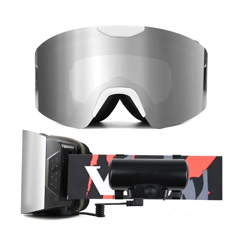 Electrothermic Ski Goggles Heated Anti Fog Magnetic Removable Lens With Side-Clip Locking System Snow Snowmobile Goggles