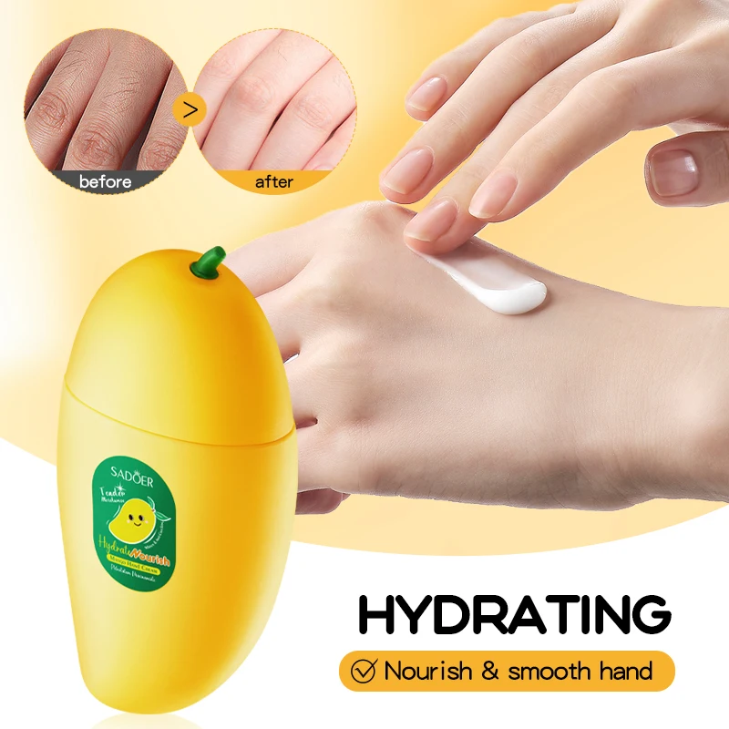 OEM SADOER Korean Style Fruit Peach Banana Mango Anti Aging Moisturizing Whitening Organic Hand Skin Care Vitamin C Hand Cream
