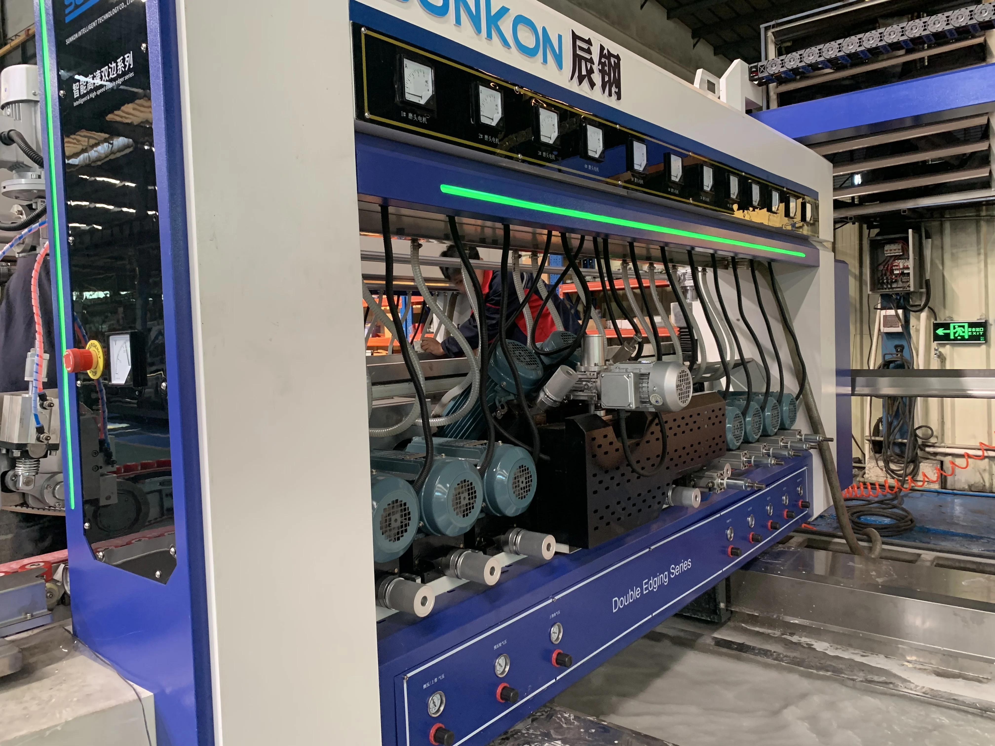 CGSZ2242 22 моторная машина для шлифовки и полировки стекла с двойной кромкой, Китай, высокоскоростная и интеллектуальная машина для полировки стекла