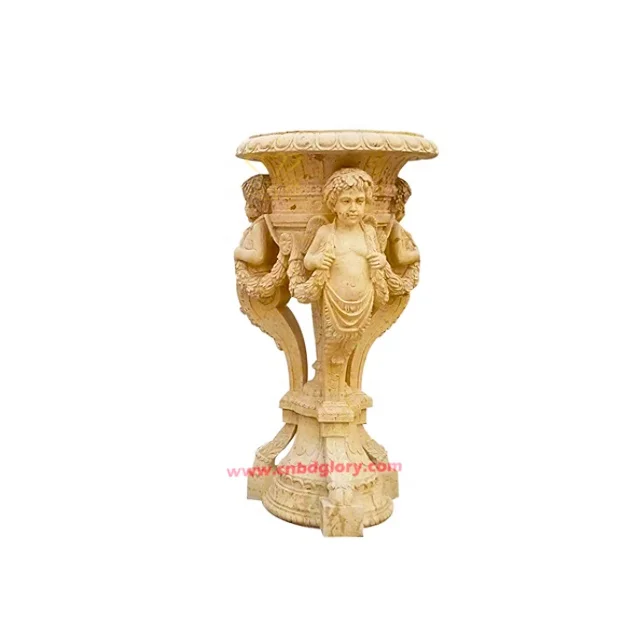 Outdoor Street Landscape Design garden Public decoration art sculpture Marble boy statue stone Flower Pot