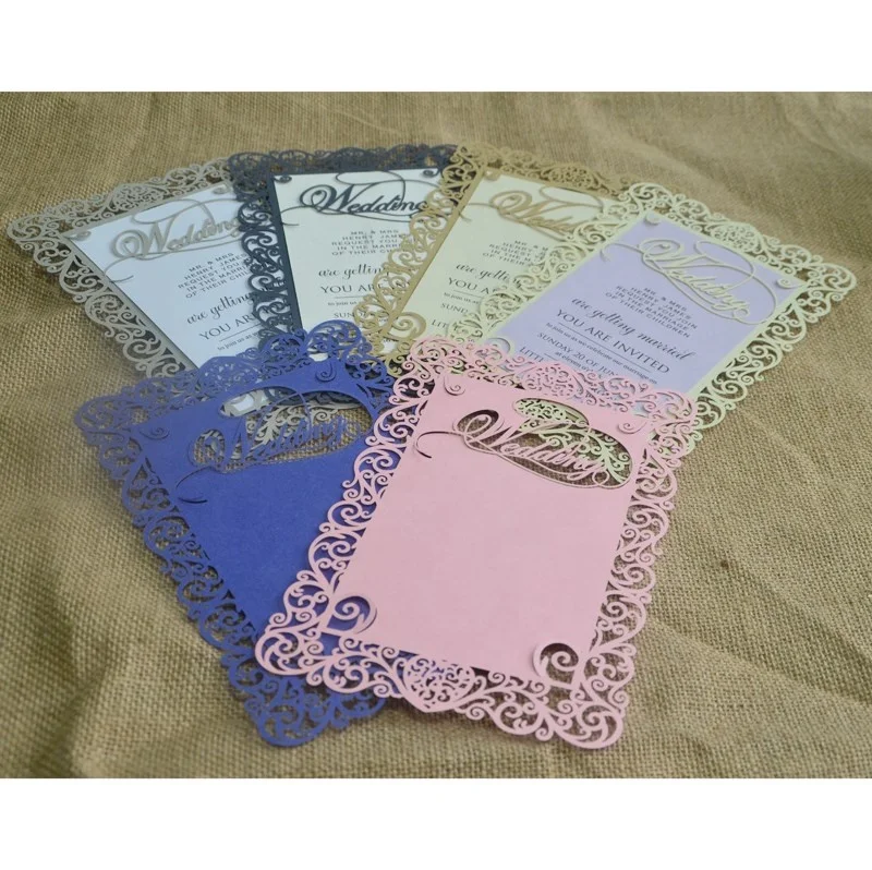 Luxury wedding invitations laser cut custom menu card party event holiday decoration card with blank printable paper & envelopes